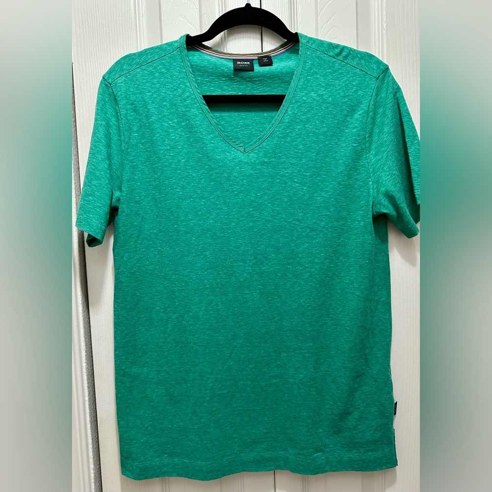 Boss‎ Teal V-Neck Short Sleeve Top